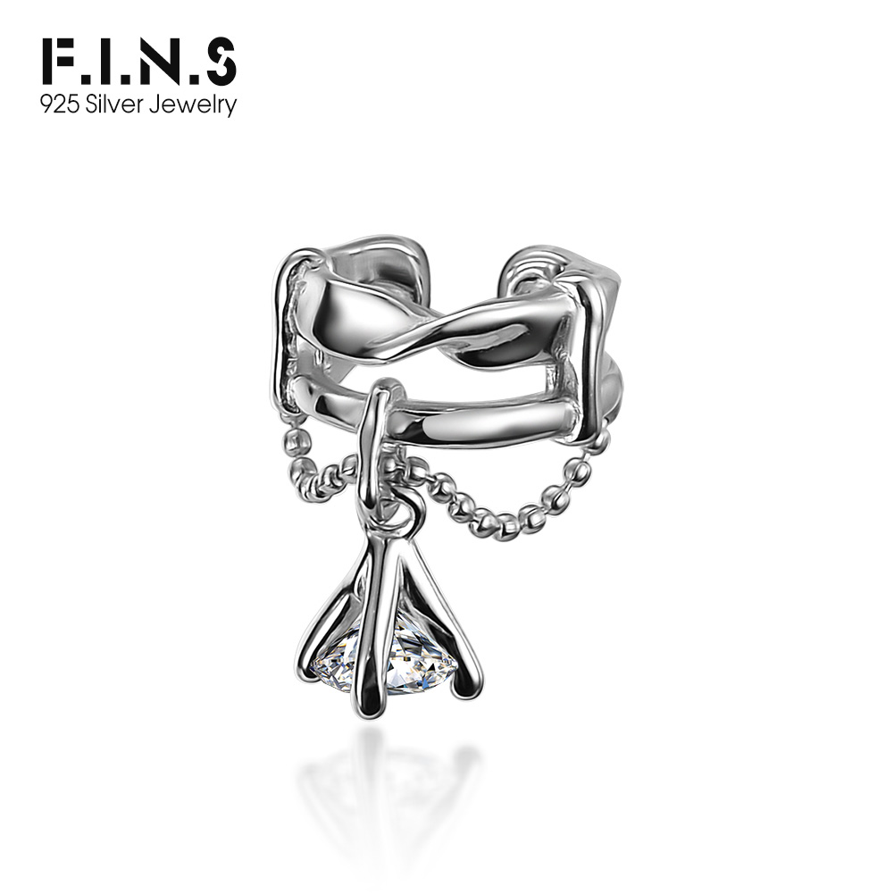 Ear Cuff No Piercing - F.I.N.S 1PC Koreańskie kolczyki S925 Sterling