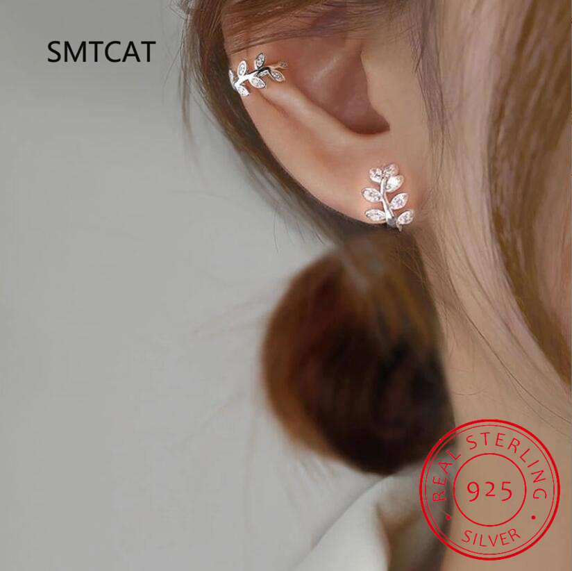 Ear Cuff No Piercing - 925 srebrne nauszniki damskie z cyrkonią