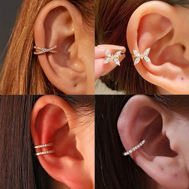 Ear Cuff No Piercing - Koreańskie kryształowe klipsy do uszu dla