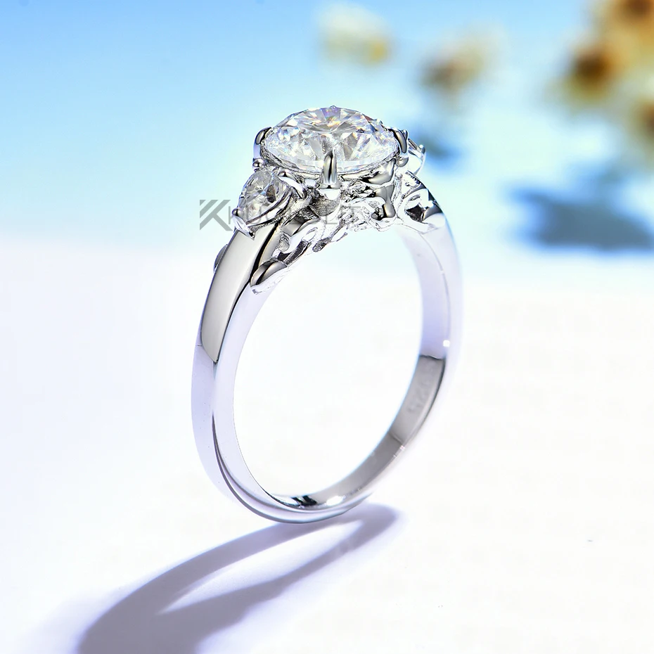 Sterling Silver Ring - Pierścionek z moissanitem o średnicy 7,5